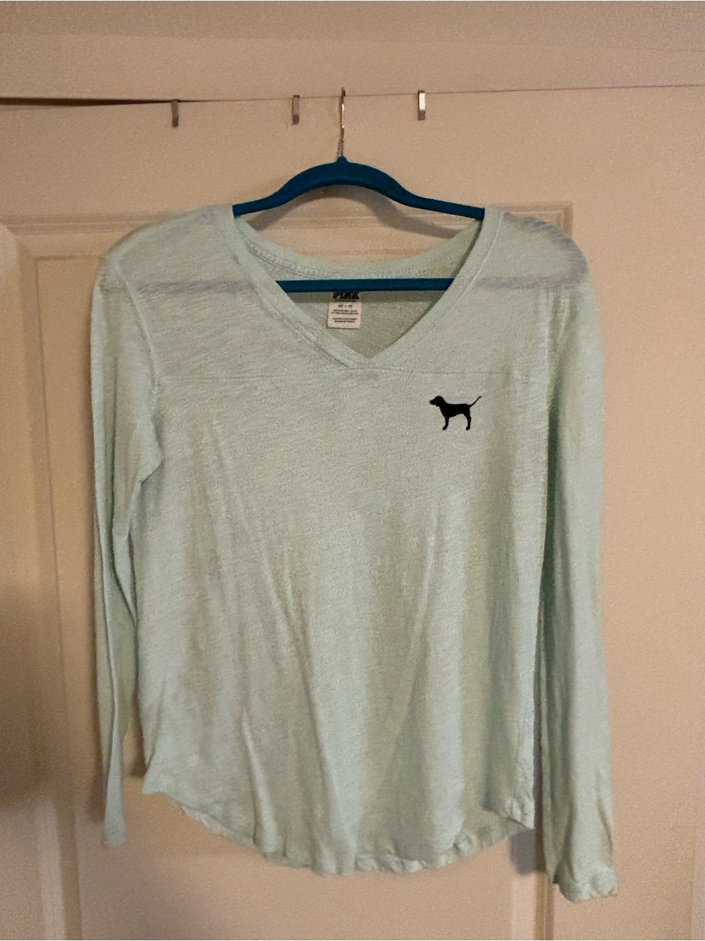Victoria's Secret PINK Mint Green V-Neck Long Sleeve Top